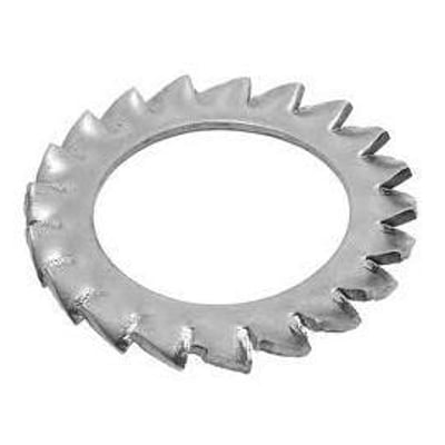 Syrefast tandskive DIN 6798 A med udvendig fortanding, størrelse 16 mm, fremstillet i A4 rustfrit stål.