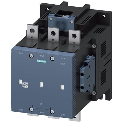 Siemens SIRIUS 3RT12 vakuumkontaktor, 400A, 3-polet med tydeligt mærkede terminaler 1/L1, 3/L2, 5/L3 og 2/T1, 4/T2, 6/T3.