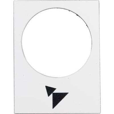 Schneider Electric Harmony skilt i hvid plast, 30x40mm, med sort symbol for to hastigheder og pil opad.