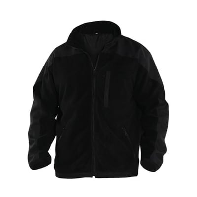 Sort Engel-fleecejakke i XL set forfra med høj krave, gennemgående lynlås og brystlomme med lynlås.
