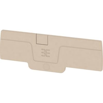 Weidmüller endeplade AEP DT 2.5 3C i beige, med præget Weidmüller logo og PUSH IN teknologi.