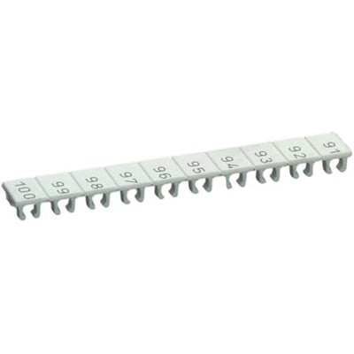 Wieland mærke stribe 9705A/6/10B med tal fra 91 til 100, 6 mm bred i hvid plast.