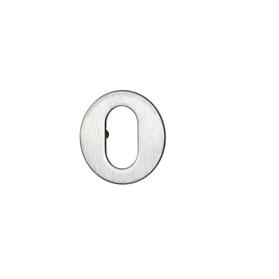 Cylinderring/vrider fra Assa Abloy Ruko, model 8565-300, med sølvfarvet børstet overflade og lodret oval åbning.