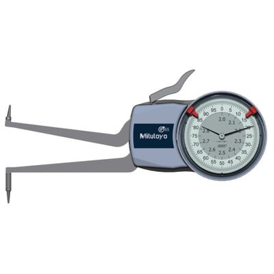 Mitutoyo analog indvendig skydelære med måleur og IP65 beskyttelse, der måler fra 2 til 2,8 tommer.