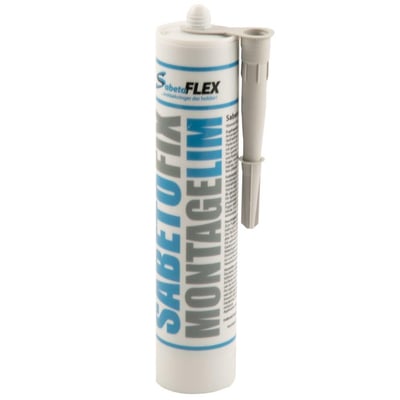 En patron med SabetoFlex SabeFIX PAP montagelim på 290ml i grå farve, med tilhørende dyse.