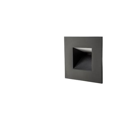 SG Armaturen Capella Isosafe vægspotlight i sort aluminium med indbygget LED, ideel til trapper og natbelysning.