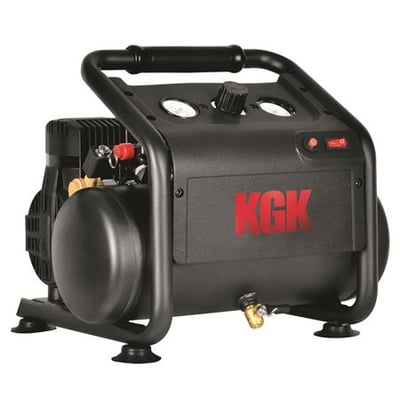 KGK 5/10 S oliefri kompressor med 5 liters tank og 1 hk motor i sort design, ideel til mindre maleopgaver.