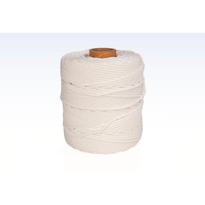 Roliba flugtline af hvid flettet nylon, 1 mm tykkelse og 330 meter lang, opviklet på en papspole.