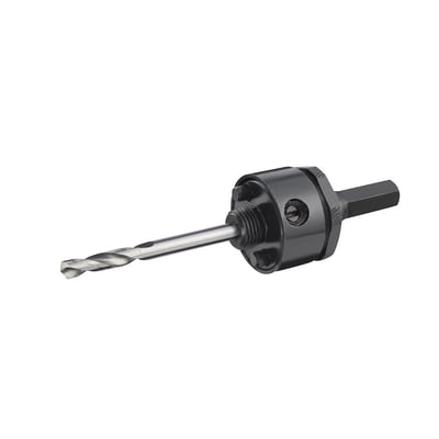 Ironside hulsavholder til dybe hulsave med langt centerbor, 11,1 mm sekskantskaft og mørkt rundt holderhoved.