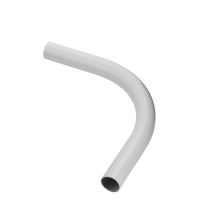 Unico opføringsbøjning i hvid plast til tomrør, med en dimension på 25/29 mm. Produktet er vist isoleret på en hvid baggrund.