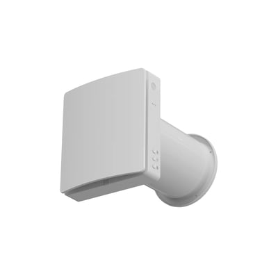 Arida Venti 160 WiFi stillerumsventilator i hvid plast, vist fra siden mod en hvid baggrund med fokus på designet.