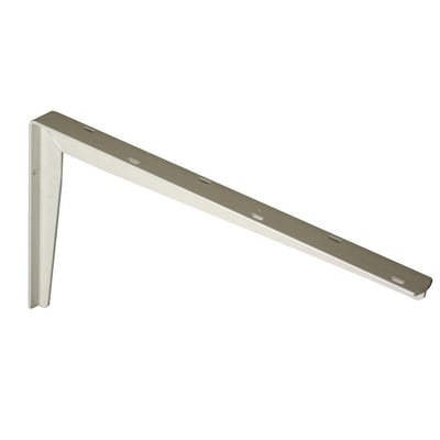 PN Beslag hvid pulverlakeret hyldeknægt i stål, 300x550mm, med synlige monteringshuller og en maksimal belastning på 250kg.