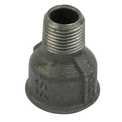 Unico Spidsmuffe i sort metal, 1/2" til 3/8", fremstillet efter ISO 49 - DS/EN10242.
