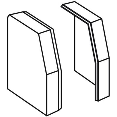 Hager endestykker til afdækningskanal RK 110, vist i isoleret illustration i perlegrå.