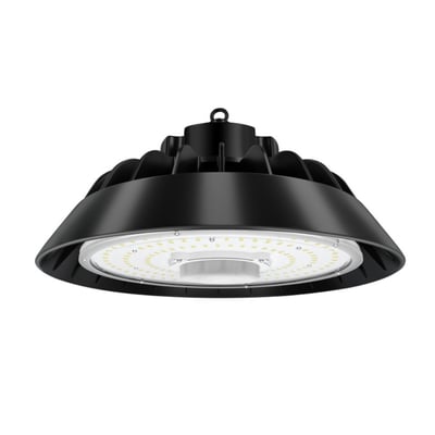 LEDlife Sensor High Bay Intelligent2 fra front, 100W LED med varm kulør, aluminium og IP65 klassifikation.