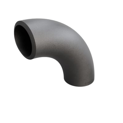 Indura 90° bøjning i P235GH-TC1 stål, 21,3 x 2 mm dimension og 42,5 mm radius, præsenteret på hvid baggrund.