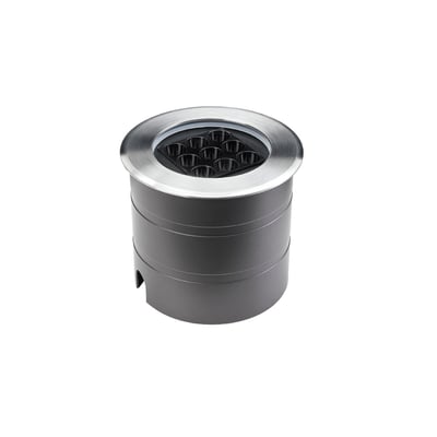 SG Armaturen Nemo II Midi indbygningsspot med ni LED-lys og en mat grå cylinderformet krop med poleret kant.