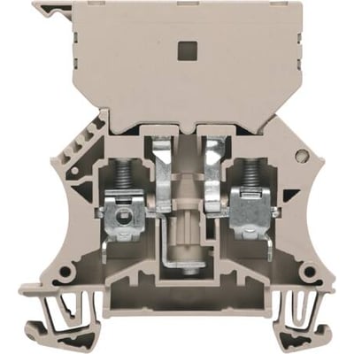 Weidmüller sikringsklemme WSI 6/2 GZ/DEF63 i beige, med skrueforbindelse for 0.5-6 mm² ledere og TS 35 skinne.
