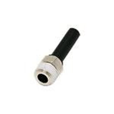 Parker indstiksnippel med 12mm diameter og R1/2 udvendigt BSPT gevind i teknisk polymer med metal-finish.