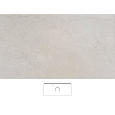 Svedbergs Jura beige bordplade på 101 x 46 cm med stenpræget overflade og en enkel skitse af bordpladen.
