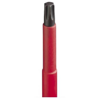 Laus Torx skruetrækker med TX25 spids og 75 mm klinge, håndtaget er rødt og skridsikkert.