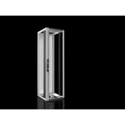 Rittal VX IT netværks-/serverskab standard, 600x2000x600 mm, med alu-glasdør lukket foran og stålpladedør bagpå.