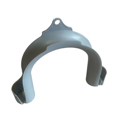 Hanestrom hose support i grå plast, designet til at stabilisere og føre slanger sikkert i forskellige applikationer.