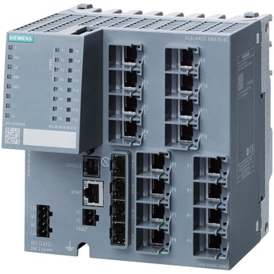 Siemens Scalance XM416-4C managed modular IE switch med Layer 3 funktionalitet og 16 RJ45 porte.