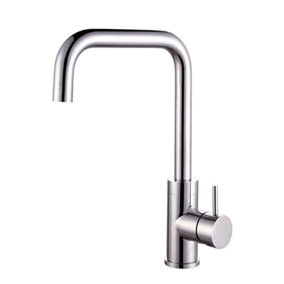 KN Vivaldi køkkenarmatur med U-tud i poleret rustfrit stål, med et elegant svingbart design og et enkelt håndtag til betjening.