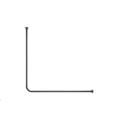HeFe badeforhængsstang AD119041 i krom, L-formet med to monteringsflanger på en hvid baggrund.