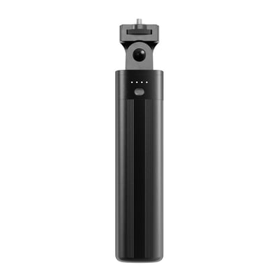 Sort batterigreb til 100 W kompakt studiebelysning med justerbart beslag og synlig 1/4-tommes skrue.