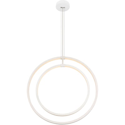 SLV ONE VERTICAL pendel i hvid med to ringe af lys, monteret med baldakin og kabler.