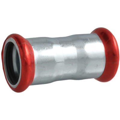 Unico forzinket dobbeltmuffe til 35mm rør, med røde endestykker der indikerer EPDM o-ring.