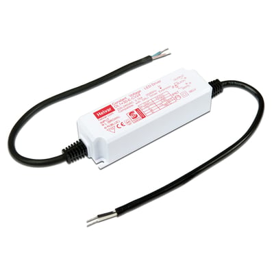 Helvar LED Driver OL1x30-E-CV24, en hvid 30W constant voltage LED driver med 24V output og IP67 rating.