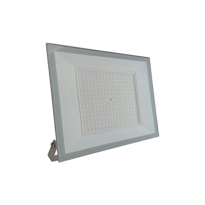 V-TAC 200W LED projektør med hvidt hus, vinkelstativ og synlige LED-moduler.