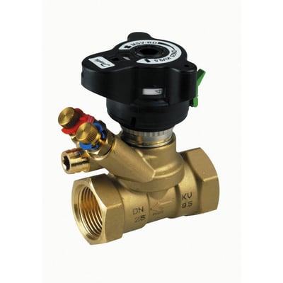 Danfoss MSV-BD manuel indreguleringsventil DN 25, Rp 1" med detaljerede specifikationer trykt på kroppen.