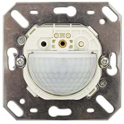 B.E.G. Indoor 180-BMS DALI-2 multimotion sensor monteret på en metalramme med skruer, klar til installation i en eurodåse.