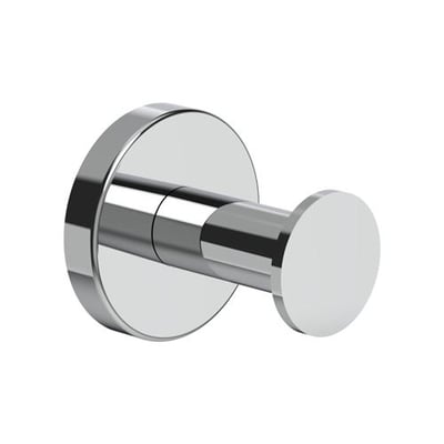 Forkromet LAUFEN Niara håndklædekrog med rund vægplade og enkelt, fremspringende greb set skråt forfra.