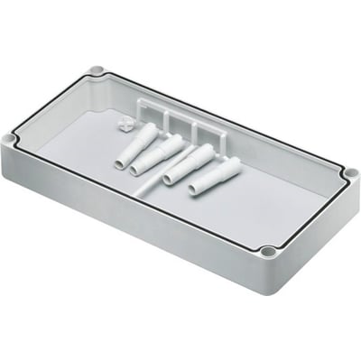 Detaljebillede af Fibox SOLID P mellemramme, viser PE-materiale og præcise mål 600 x 600 x 60 mm.