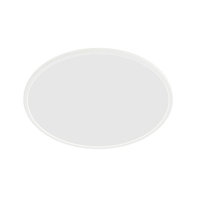 Hvid Philips Super Slim loftlampe med flad, oval front og indbygget 15 W LED med varmt hvidt lys.