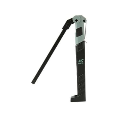 Pro Mini genopladelig LED lampe i sort og lysegrå, vist med den foldbare lampearm udstrakt på hvid baggrund.
