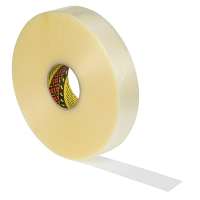 Scotch emballagetape 371 med transparent finish, 48mm bred og 1500m lang, præsenteret på en hvid baggrund.
