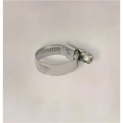 Galvaniseret spændebånd med en bredde på 9 mm og en justerbar størrelse fra 16-27 mm, vist på en lys baggrund.