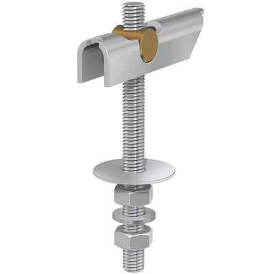 Flamco kipdybel AT med M8 gevind og 100 mm længde, vist med M8 møtrikker og skiver.