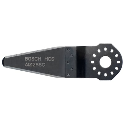 Nærbillede af Bosch AIZ 28 SC HCS savklinge med skarp dobbelt-sidet klinge og Starlock-montering.
