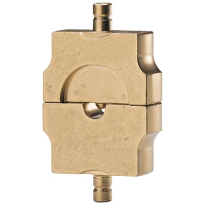 Klauke presseindsats HF 4 i messing, 10 mm², til rørkabelsko og pressemuffer, med synlige samlinger på hvid baggrund.