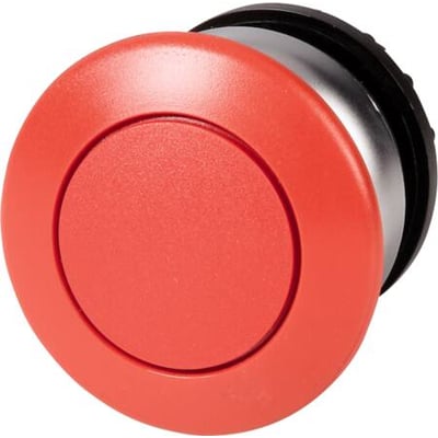 Eaton paddehattetryk i rød med 36,5 mm diameter og IP67 tæthedsklasse, vist på isoleret baggrund.