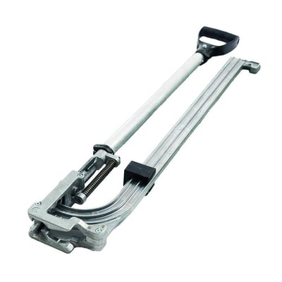 Roth monteringsværktøj til gulvvarmerør med ergonomisk håndtag og glideskinne i aluminium, ideel til stående arbejde.