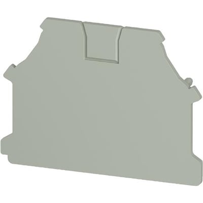 Grå endeplade fra Wieland til AP WTN 2,5/4-terminalblokke, set forfra med trinformet overkant.