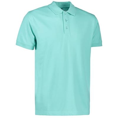 ID Identity klassisk mintgrøn poloshirt i piquékvalitet med stretch og tre tone i tone-knapper på en hvid baggrund.